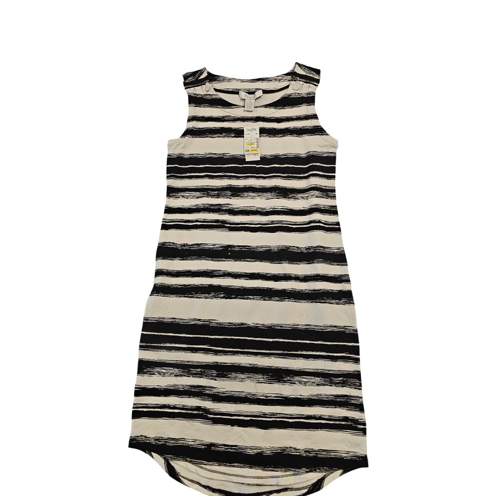 Weekend Andrea Jovine Womens Striped Sleeveless Shift‎ Dress Black White Medium